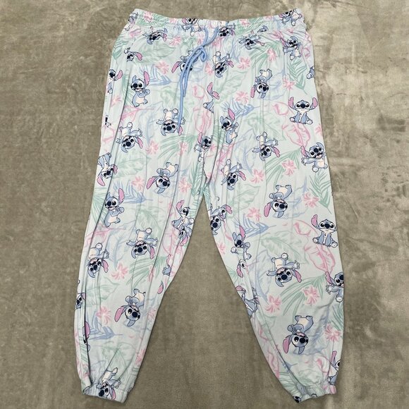 Disney Other - Disney Lilo & Stitch Blue Tropical Floral Jogger Pajama Pants Size 3X( 22W/24W)